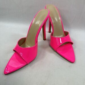 Hot Pink Stilettos Pointy Open Toe High Heels Neon Pumps 80s 90s Party Shoes
